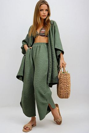ست بالاتنه و پائین تنه خاکی زنانه بافتنی VAGGON - کد 898053935