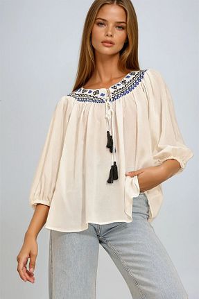 بلوز سفید زنانه رگولار VAGGON - کد 898054132