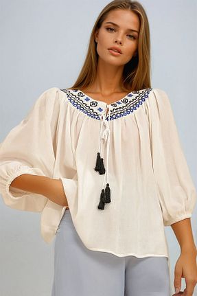 بلوز سفید زنانه رگولار VAGGON - کد 898054132