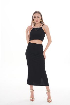ست بالاتنه و پائین تنه مشکی زنانه بافت Şimal - کد 898077595