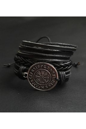 دستبند جواهر مشکی مردانه چرم خالص BSN Store - کد 898076698
