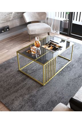 میز جلو مبلی طلائی فلزی Dekoport - کد 764819167