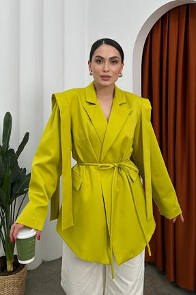 کت بلیزر زرد زنانه بافتنی msm fashion - کد 898118947