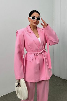 کت بلیزر صورتی زنانه بافتنی msm fashion - کد 898117877