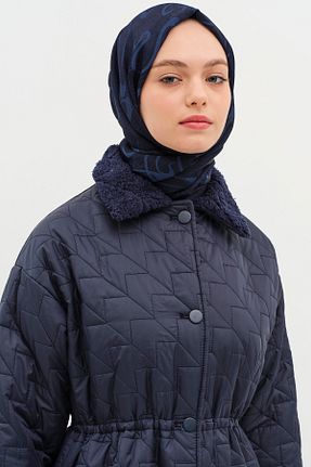 پالتو پشمی حجاب آبی زنانه رگولار Tuğba - کد 898206363