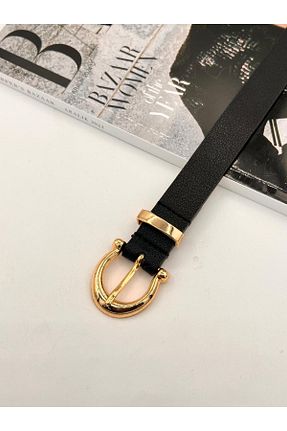 کمربند مشکی زنانه چرم مصنوعی MODAM HİFA - کد 898120006