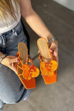 کفش پاشنه بلند کلاسیک نارنجی زنانه چرم مصنوعی Yula Fashion Shoes - کد 898120535