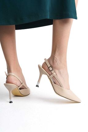 کفش پاشنه بلند کلاسیک بژ زنانه چرم مصنوعی SEREL35SHOES - کد 898118056