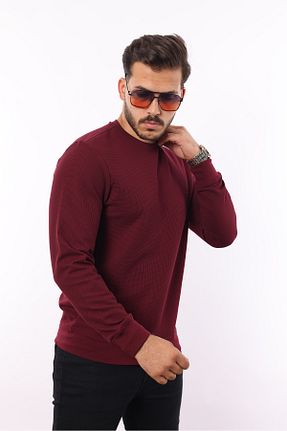 سوئیشرت زرشکی مردانه بافت دار rugatchi - کد 898131988