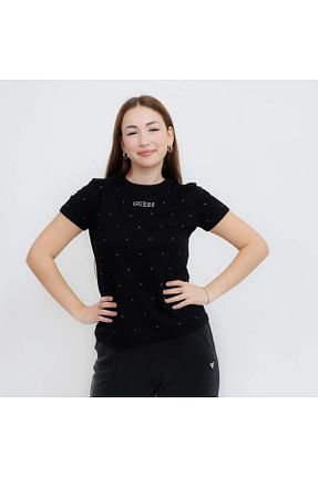 تیشرت مشکی زنانه یقه دوچرخه Guess - کد 898141418
