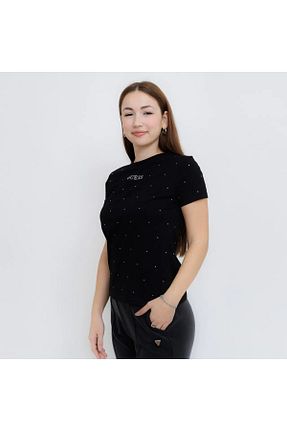 تیشرت مشکی زنانه یقه دوچرخه Guess - کد 898141418