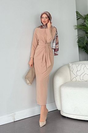 لباس حجاب بژ زنانه رگولار HAZA MODA - کد 898153363