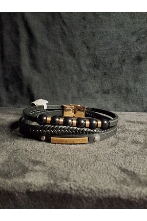 دستبند استیل (فولاد) مشکی مردانه Loyal - کد 898161004