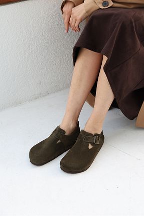 کفش کژوال خاکی زنانه چرم خالص Uniqueqoop - کد 898096493