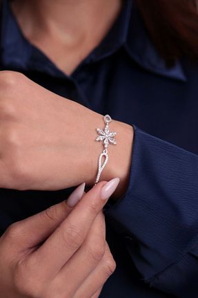 دستبند نقره طوسی زنانه 925 عیار Kiriş Gümüş - کد 898164898