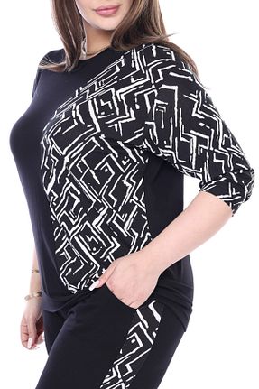 ست گرمکن سایز بزرگ مشکی زنانه مخلوط ویسکون MELSAY - کد 898179349
