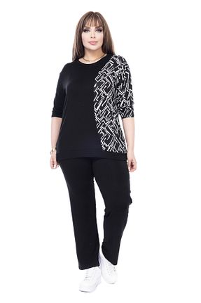 ست گرمکن سایز بزرگ مشکی زنانه مخلوط ویسکون MELSAY - کد 898179349
