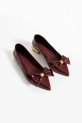بابت زرشکی زنانه چرم لاکی Güllü Shoes - کد 898184890