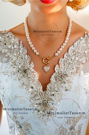 گردنبند مروارید سفید مروارید آب شیرین MinimalistTasarım - کد 796972704