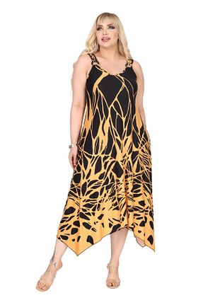 لباس سایز بزرگ زرد زنانه مخلوط ویسکون MELSAY - کد 898185193
