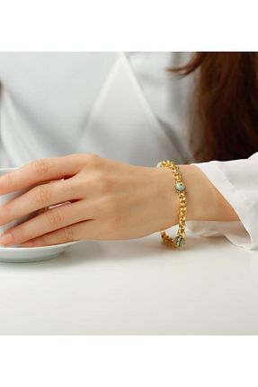 دستبند استیل (فولاد) طلائی زنانه استیل (فولاد) HAYALLER ÜLKESİ - کد 240885702