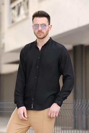 پیراهن مشکی مردانه اسلیم فیت Oksit - کد 679788159