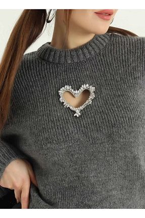 پلیور طوسی زنانه ساده OLA MODA - کد 898217684