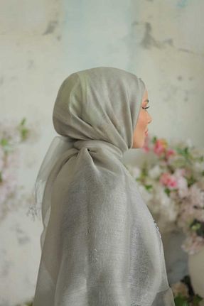 شال طوسی زنانه ابریشم Arwella - کد 898217999
