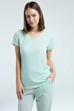 ست لباس راحتی سایز بزرگ فیروزه ای زنانه ساده Pierre Cardin - کد 898216969