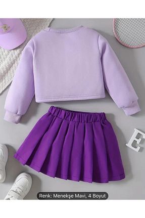 ست بالاتنه و پائین تنه بنفش بچه گانه بافتنی Yavrumsa - کد 921617487