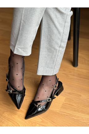 کفش پاشنه بلند کلاسیک مشکی زنانه چرم مصنوعی LİMASHOES - کد 844612132