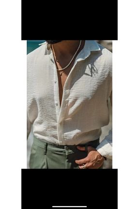پیراهن سفید مردانه یقه پیراهنی More - کد 898238020