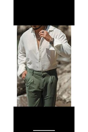 پیراهن سفید مردانه یقه پیراهنی More - کد 898238020