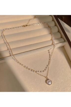 گردنبند جواهر طلائی زنانه مروارید OzzTakı - کد 898236570