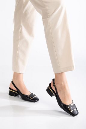 کفش پاشنه بلند کلاسیک مشکی زنانه چرم مصنوعی SUİNS SHOES - کد 898245160