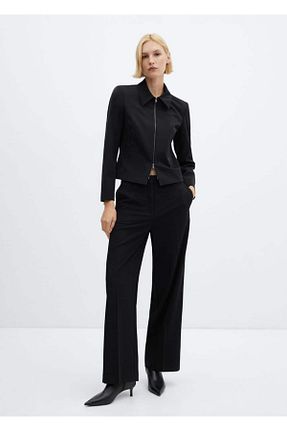 شلوار مشکی زنانه الاستین MANGO - کد 820221063