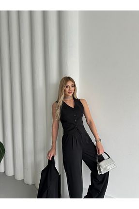کت و شلوار مشکی زنانه یقه هفت HOEK - کد 898321495
