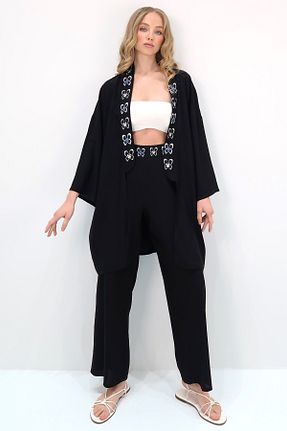ست بالاتنه و پائین تنه مشکی زنانه بافتنی Trend Alaçatı Stili - کد 897430932