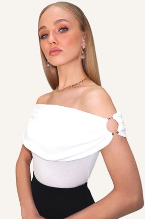 بلوز سفید زنانه بافت دار Trend Alaçatı Stili - کد 891517705