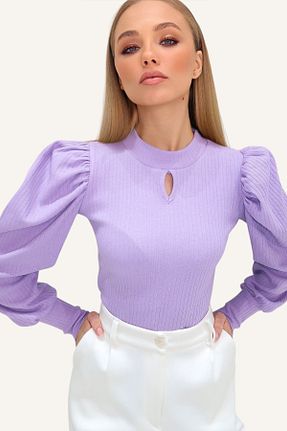 بلوز بنفش زنانه ساده Trend Alaçatı Stili - کد 894027665