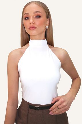 بلوز سفید زنانه ساده Trend Alaçatı Stili - کد 891517554