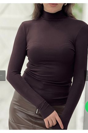 بادی قهوه ای زنانه یقه ایستاده Karol - کد 896991614