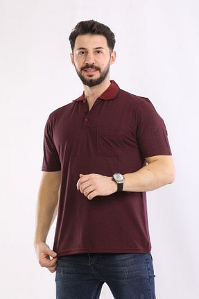 تیشرت زرشکی مردانه رگولار HEDEFNUR TEKSTİL - کد 897014222