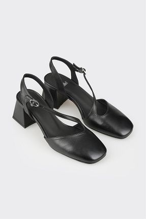کفش پاشنه بلند کلاسیک مشکی زنانه چرم خالص Elle - کد 897035532