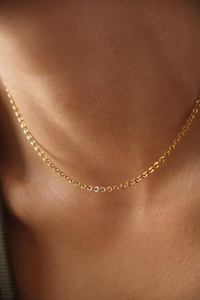 گردنبند استیل ( فولاد ) طلائی زنانه استیل ضد زنگ ByFlorya Jewelry - کد 824910958