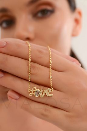 گردنبند استیل ( فولاد ) زرد زنانه استیل ضد زنگ VIALOSA - کد 881436291