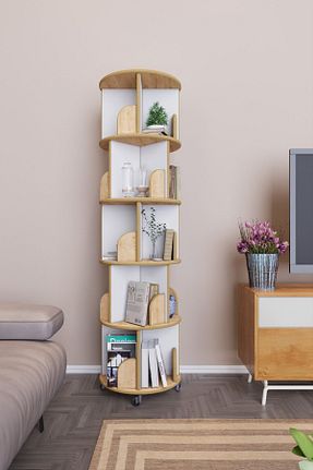قفسه کتاب قهوه ای 166 سانتی متر zeo wood design - کد 778742679