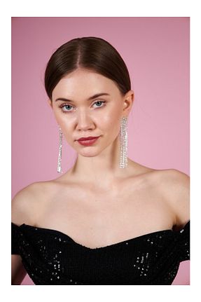 گوشواره جواهر سفید زیرکن mos&more - کد 897082839