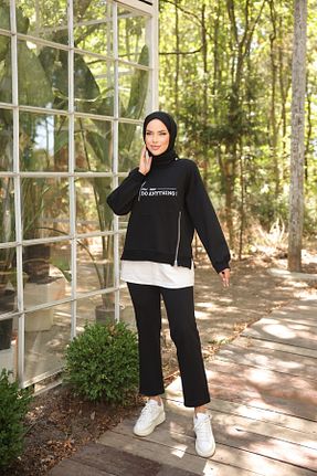 ست بالاتنه و پائین تنه حجاب مشکی زنانه رگولار Wovi Moda - کد 850995528
