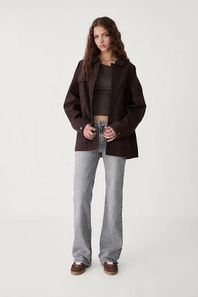 شلوار جین مشکی زنانه پاچه اسپانیولی Stradivarius - کد 897106537
